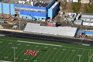 Madison aerial Bleachers gym behind 